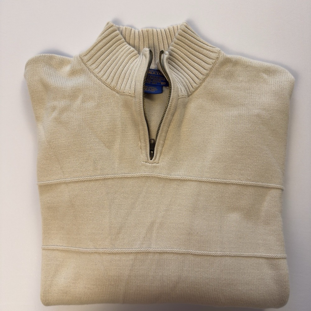 Pendleton Men's Quarter Zip Classic Knit Pullover Cotton Cream Ivory‎ Size Large - Picture 8 of 9